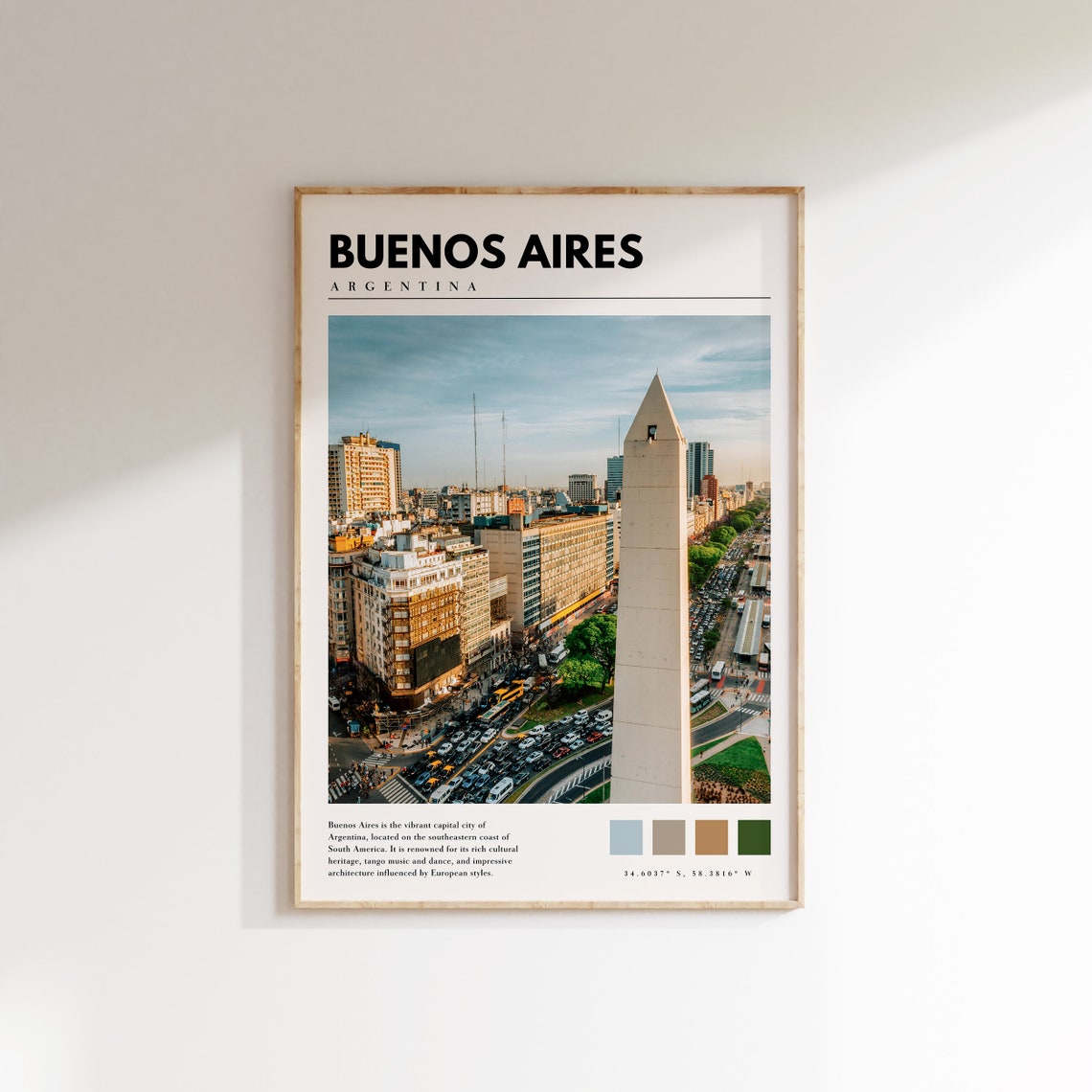 Buenos Aires Argentina Obelisco Avenue Aerial City View Poster