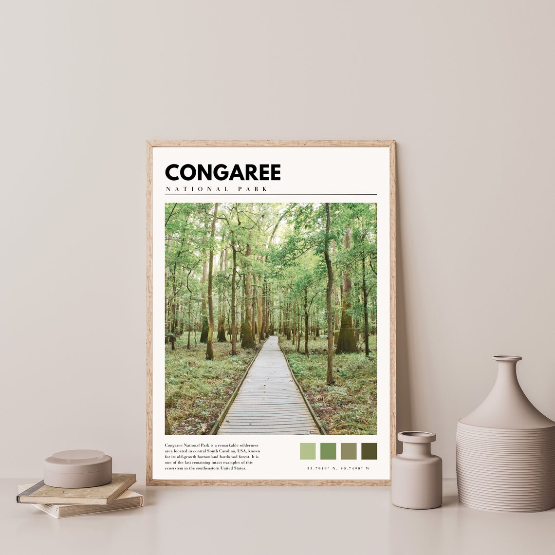 Congaree National Park Boardwalk Forest Trail Green Nature Poster - Image 4