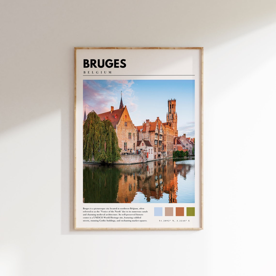 Bruges Belgium Canal Medieval Belfry Reflection Old Town Poster