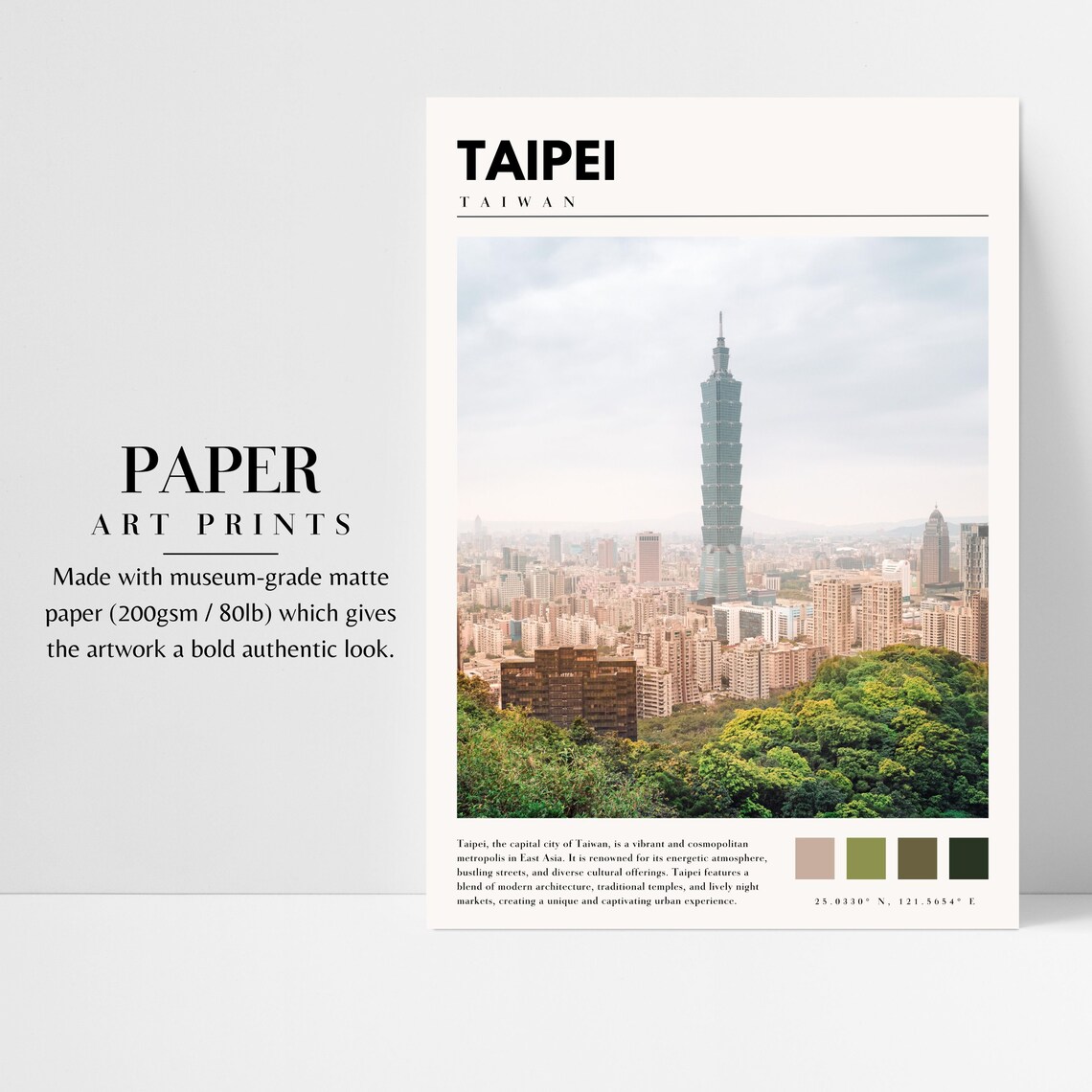 Taipei Taiwan Taipei 101 Tower City Skyline Daytime View Travel Poster - Image 3