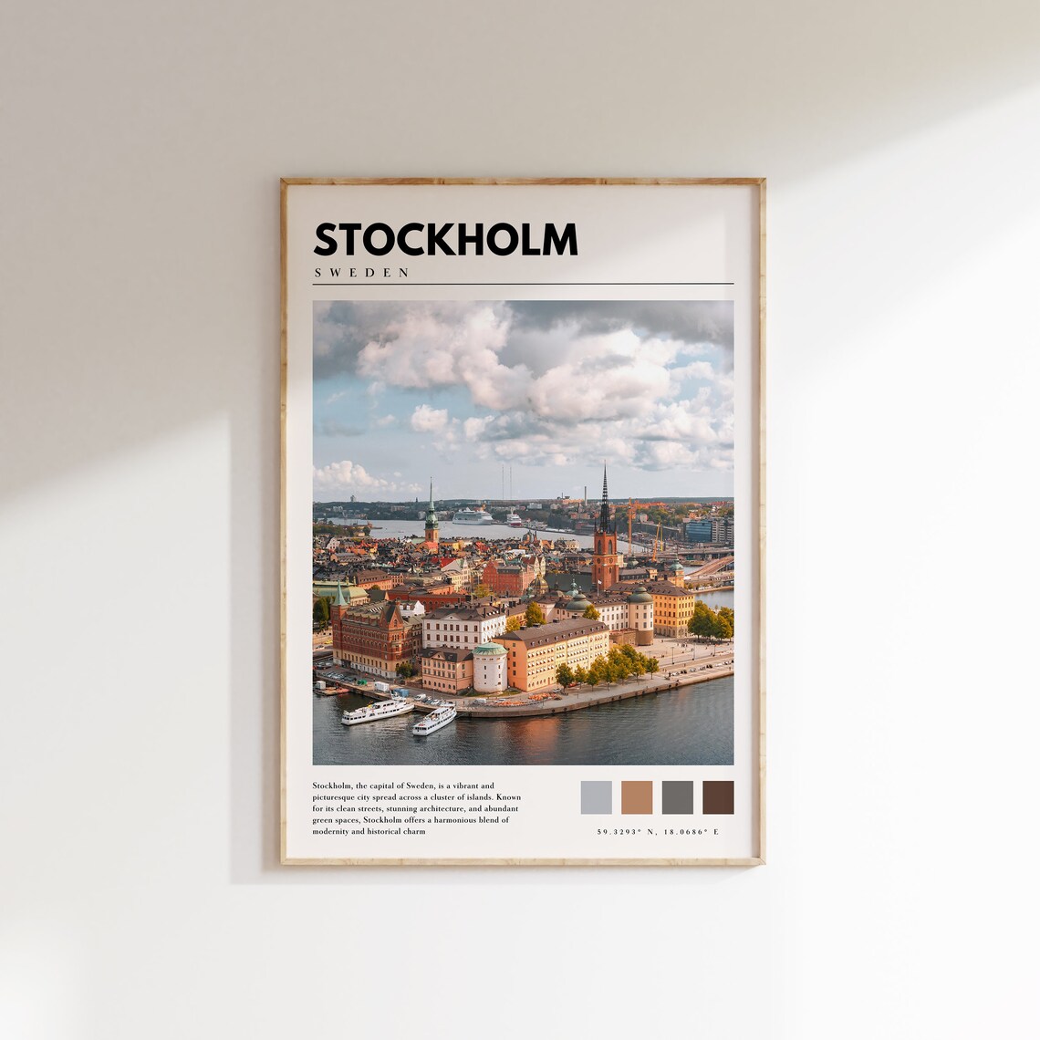 Stockholm Sweden Travel Poster, Scandinavian Decor