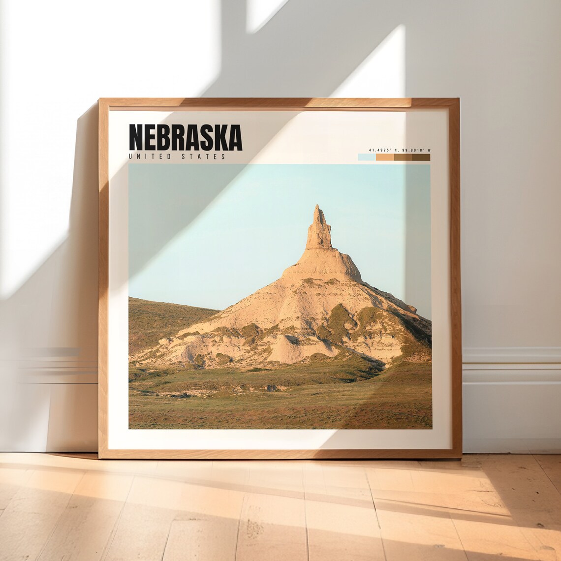 Nebraska Chimney Rock Prairie Monument in Morning Light Poster