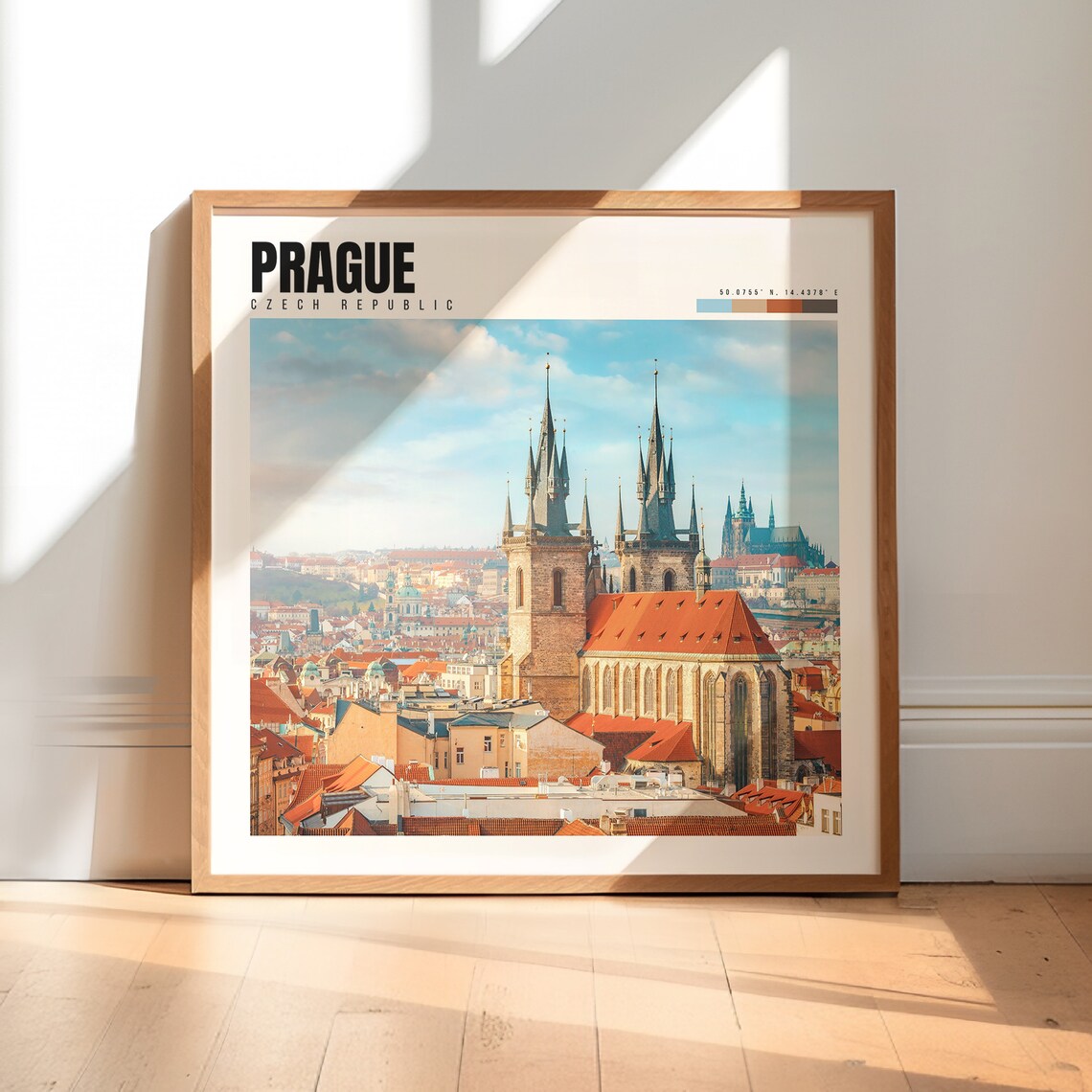 Prague Czech Republic Tyn Church Gothic Spires Old Town Travel Poster