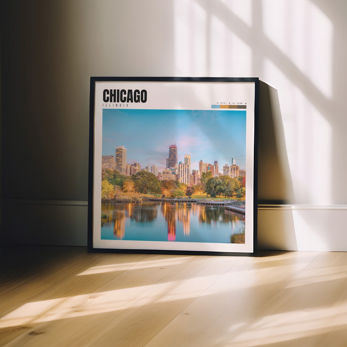 Chicago Illinois Skyline Reflection Dusk Lake Park City Poster - Image 3