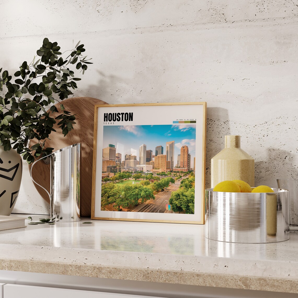 Houston Poster with Downtown Skyline and Green Park Foreground - Image 4