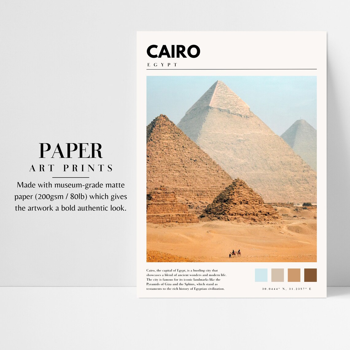 Cairo Giza Pyramids Travel Poster, Egypt View - Image 3