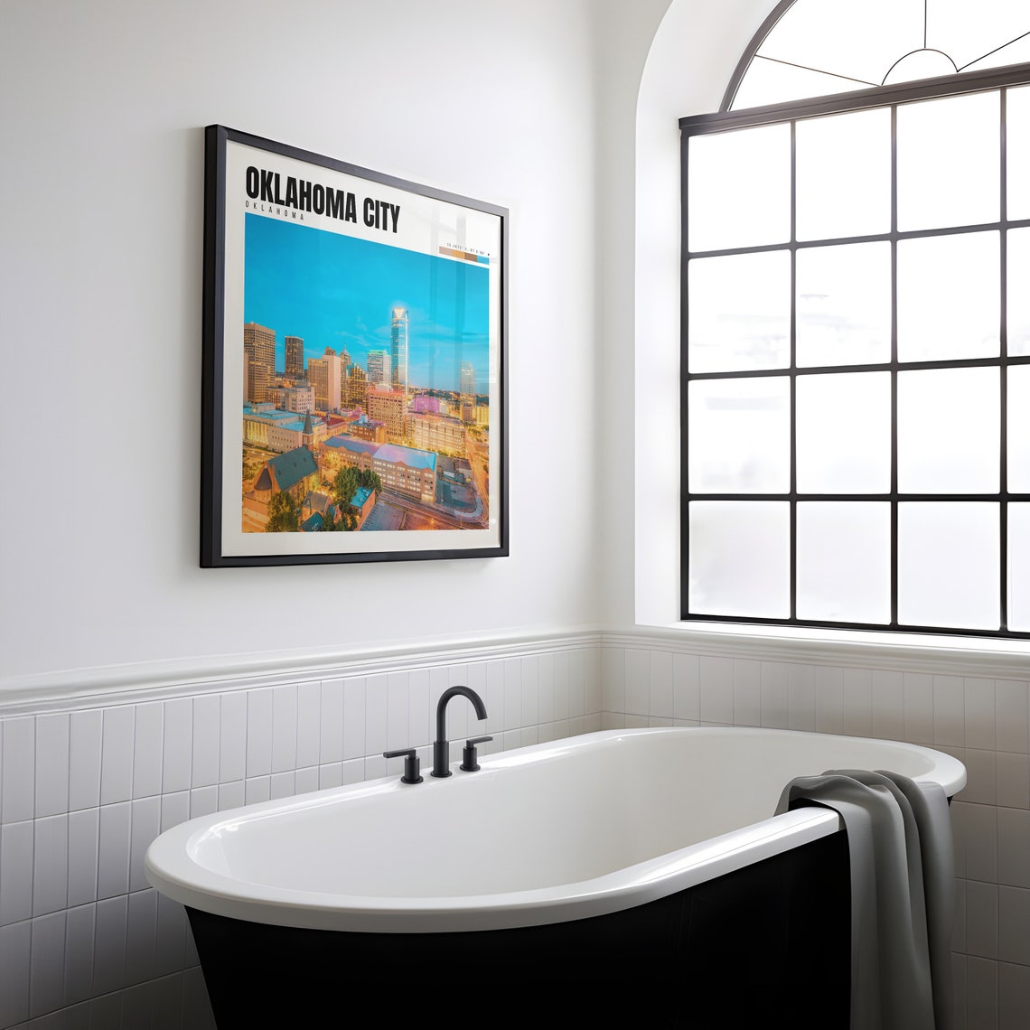 Oklahoma City Downtown Skyline Night Lights Devon Tower Dusk Poster - Image 2