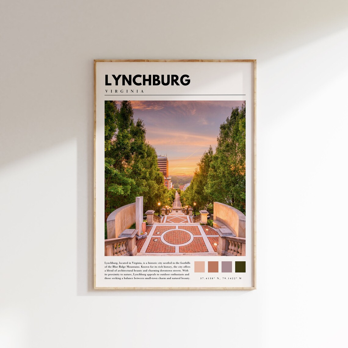 Lynchburg Virginia Travel Poster, City Wall Art