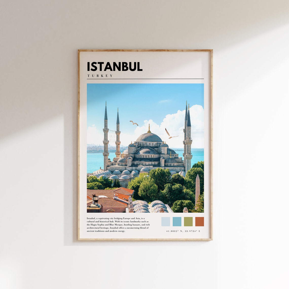 Istanbul Poster with Blue Mosque and Six Minarets by the Bosphorus