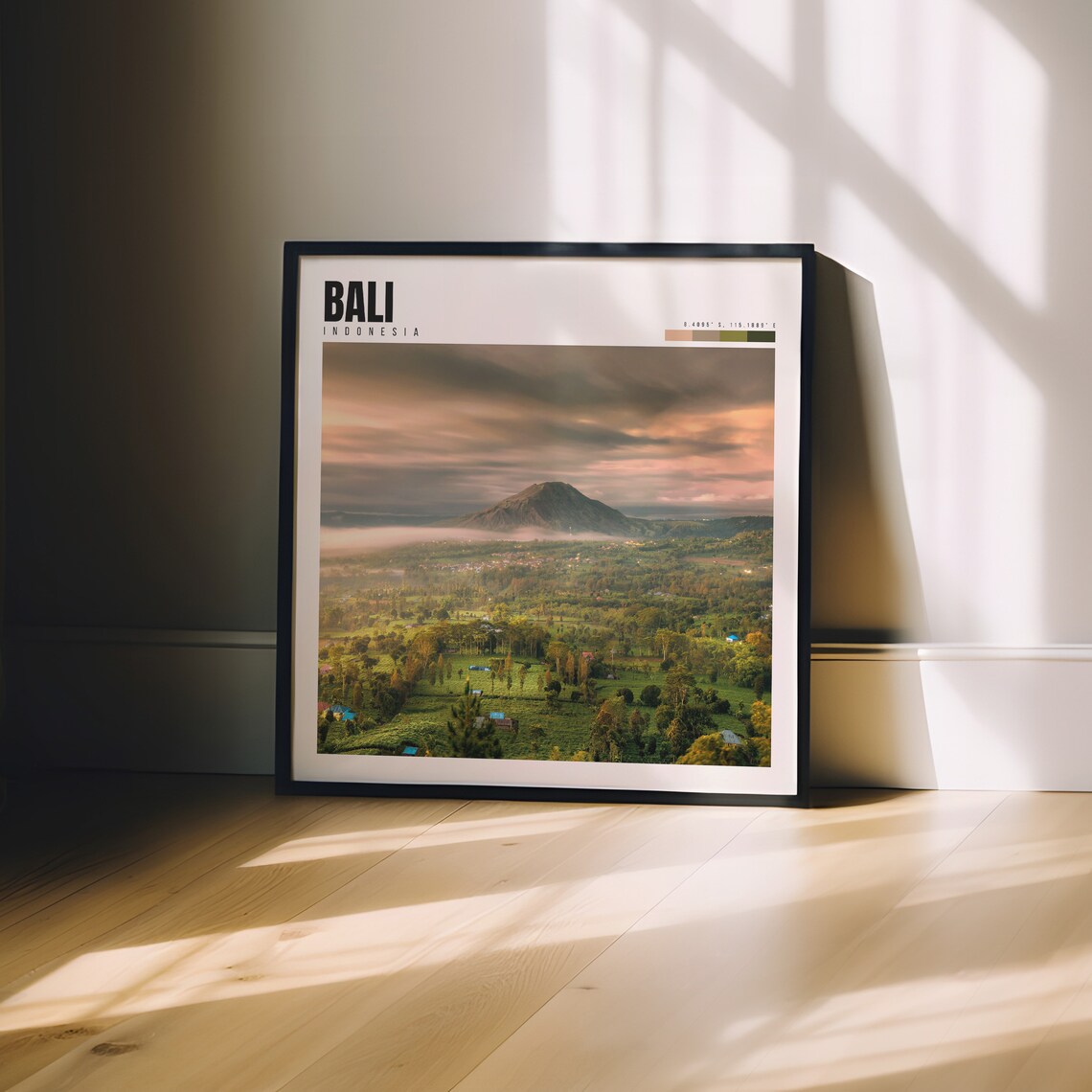 Bali Indonesia Mount Batur Volcano Sunrise Misty Valley Travel Poster - Image 3