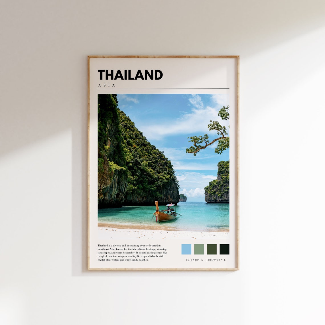 Thailand Phuket Phi Phi Islands Longtail Boat Limestone Bay Poster