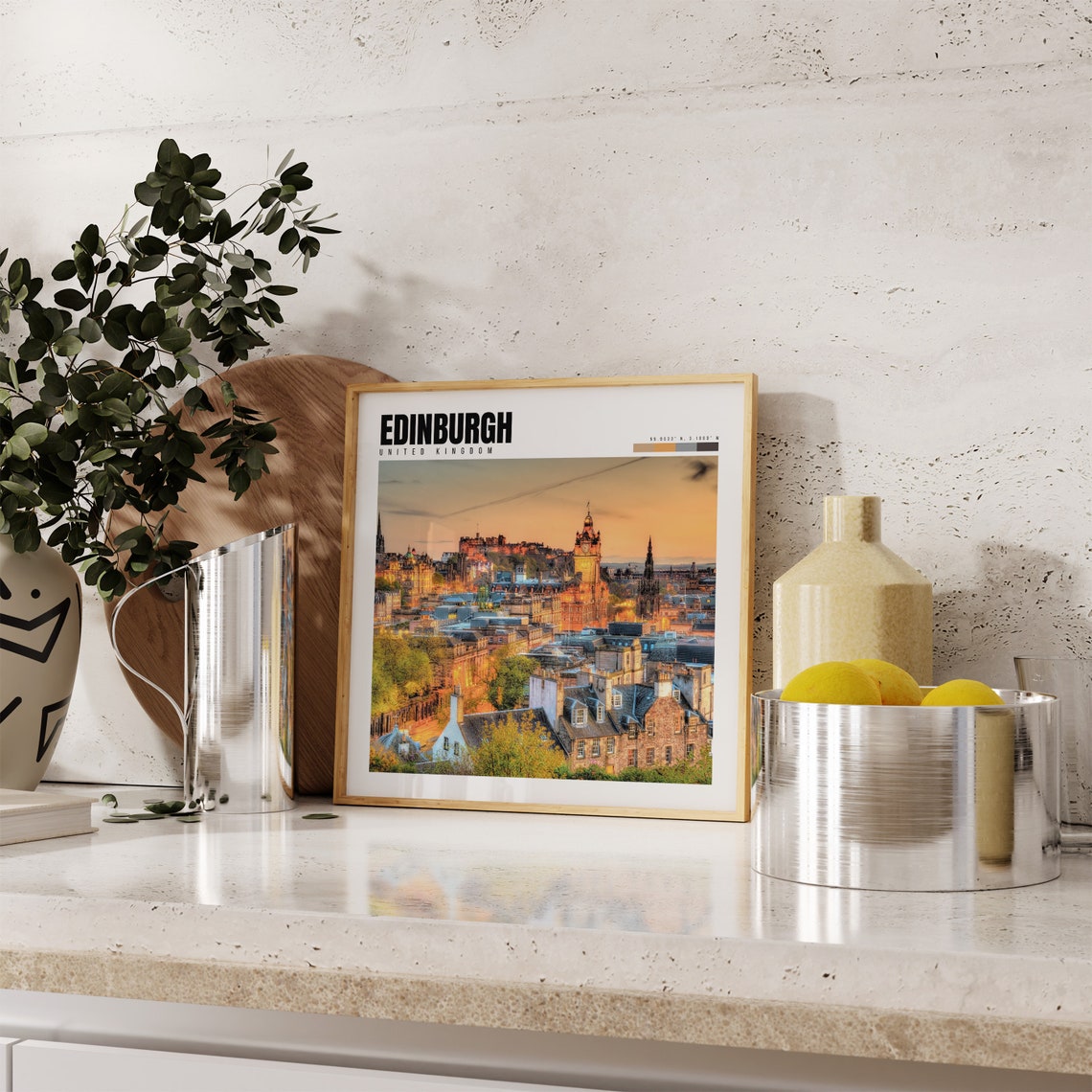 Edinburgh Scotland Castle Sunset Old Town Golden Evening View Poster - Image 4
