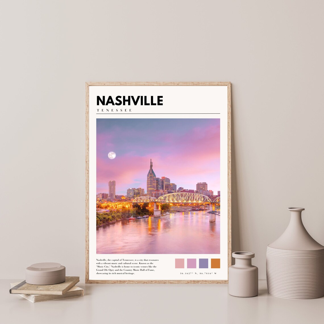 Nashville Tennessee City Poster, Travel Wall Art - Image 4