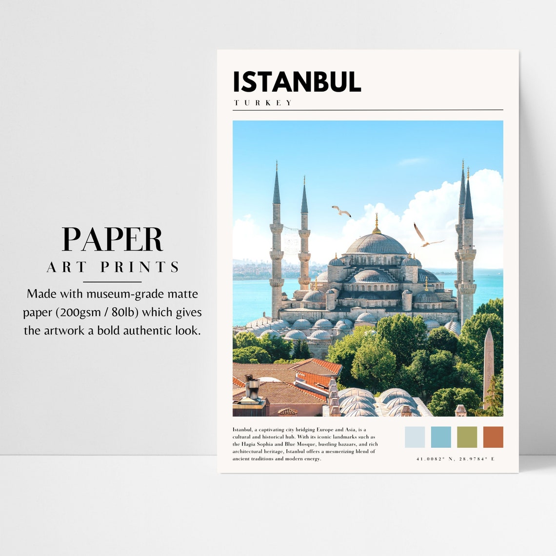 Istanbul Poster with Blue Mosque and Six Minarets by the Bosphorus - Image 3