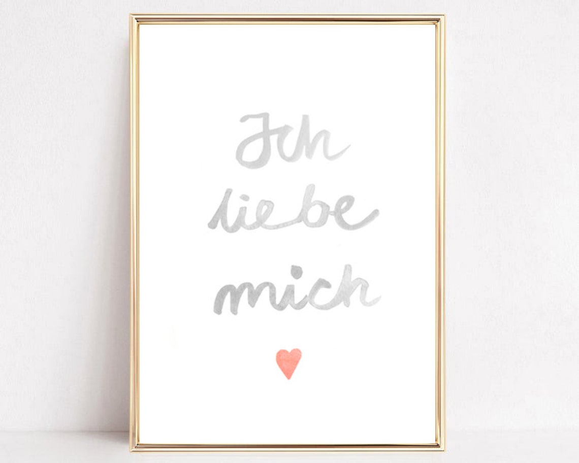 Ich Liebe Mich German Self Love Script Heart Affirmation Poster