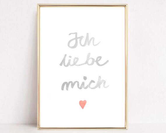 Ich Liebe Mich German Self Love Script Heart Affirmation Poster