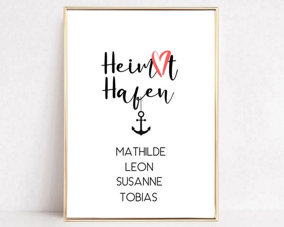 Home Print Family Poster Personalized Gift For Family Home Saying Home Port Housewarming Gift