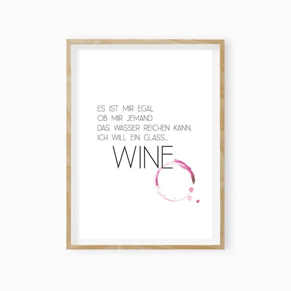 Funny German Wine Quote Red Wine Stain Ring Minimalist Poster