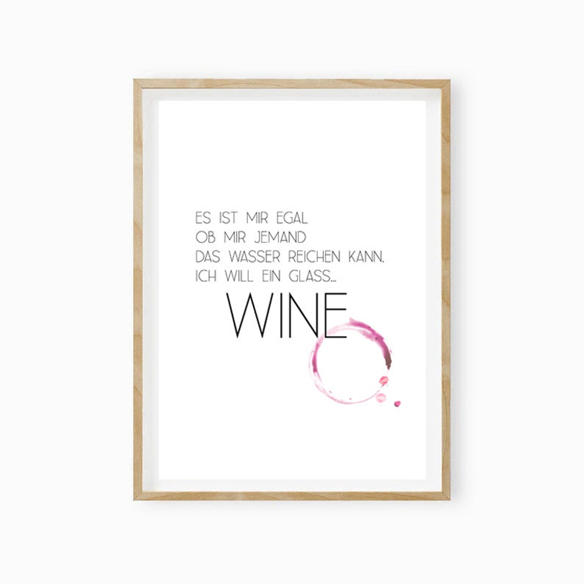 Funny German Wine Quote Red Wine Stain Ring Minimalist Poster