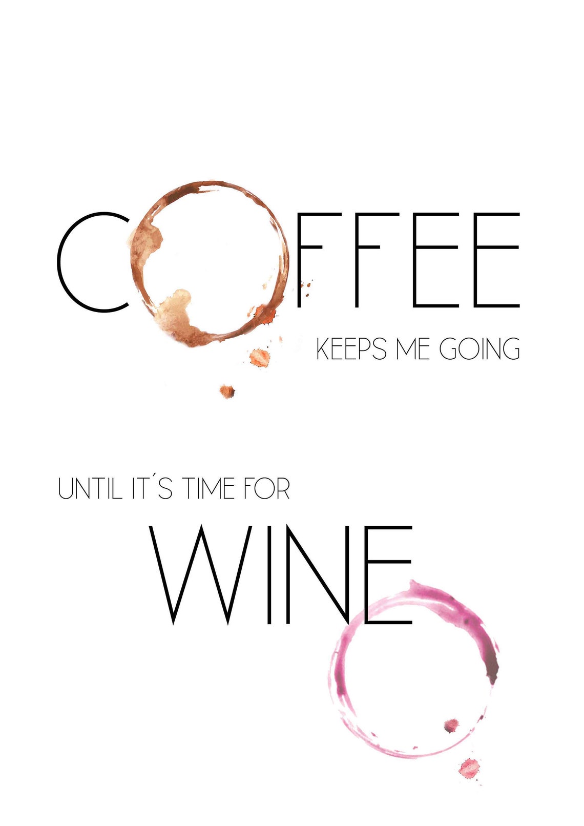 Coffee Keeps Me Going Wine Quote Stains Funny Kitchen Art Poster - Image 2