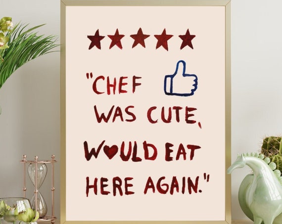 Chef Poster Trendy Kitchen Art Print Digital Download