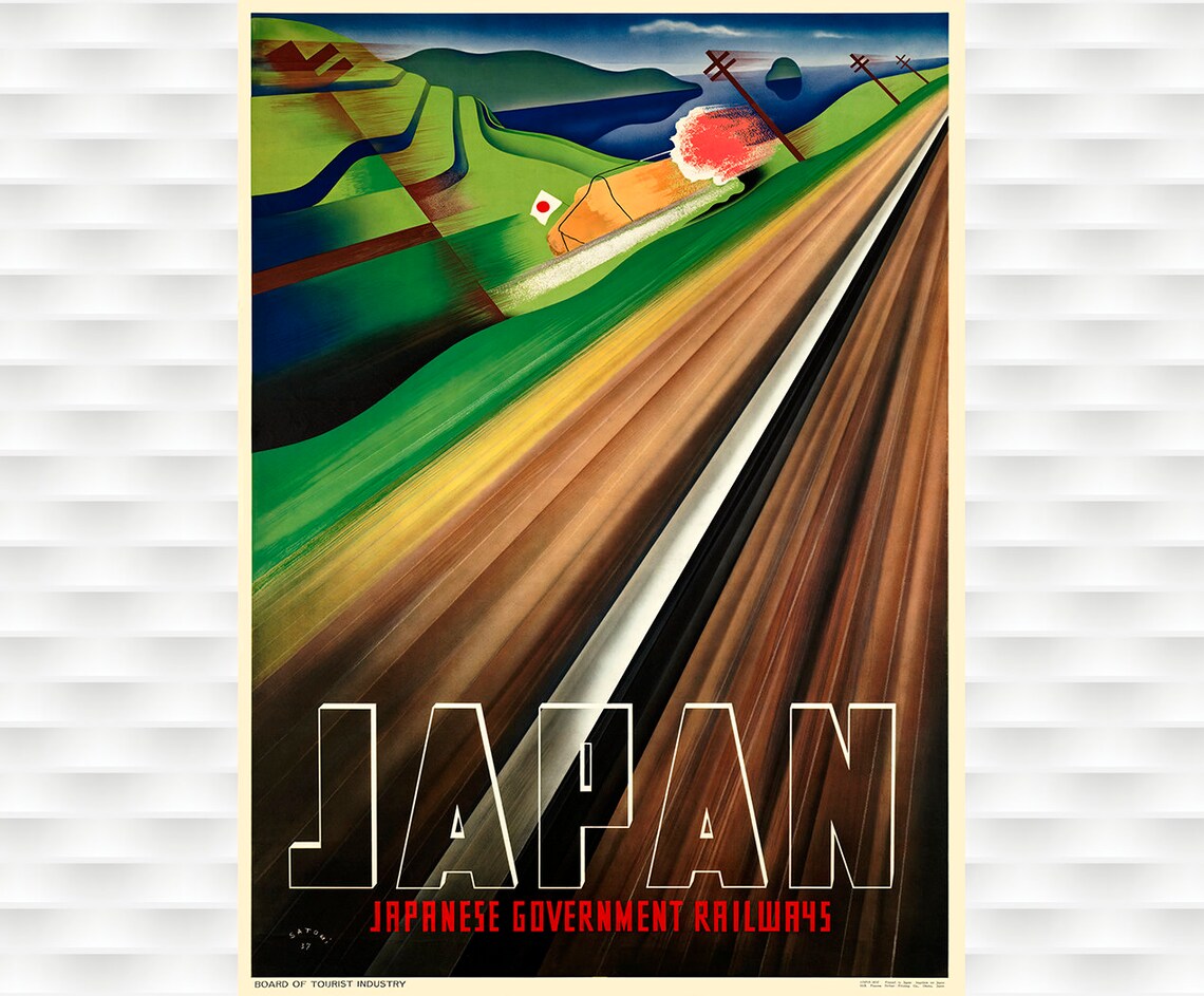 Japanese Government Railways Vintage Art Deco Japan Train Poster