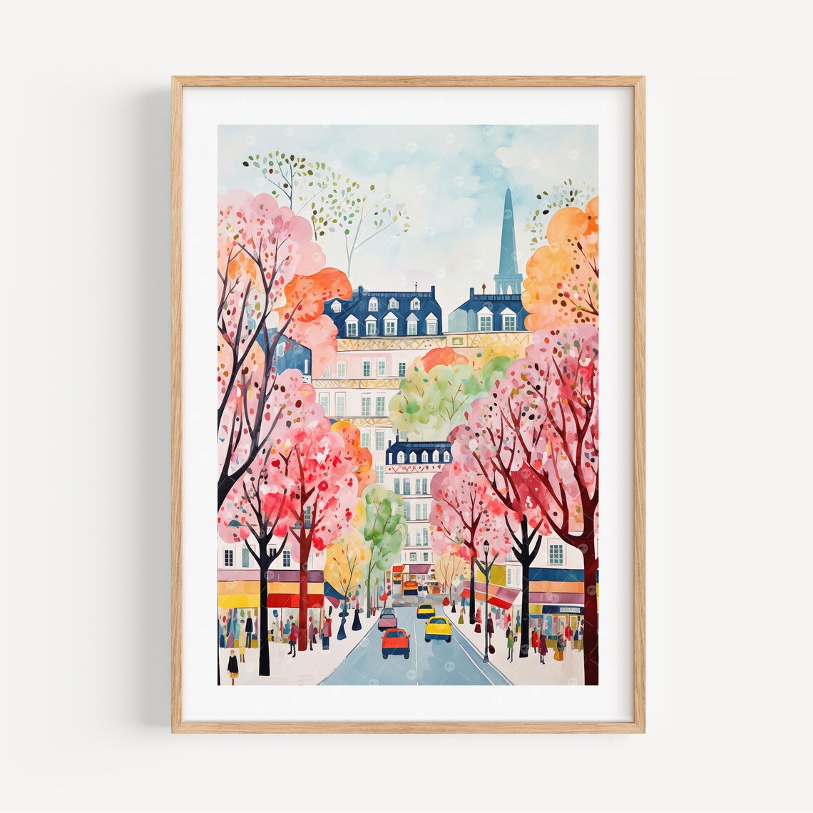 Champs Lyses Paris Colorful Travel Poster, Modern