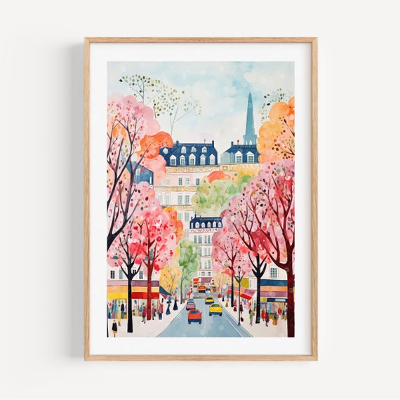 Champs Lyses Paris Colorful Travel Poster, Modern
