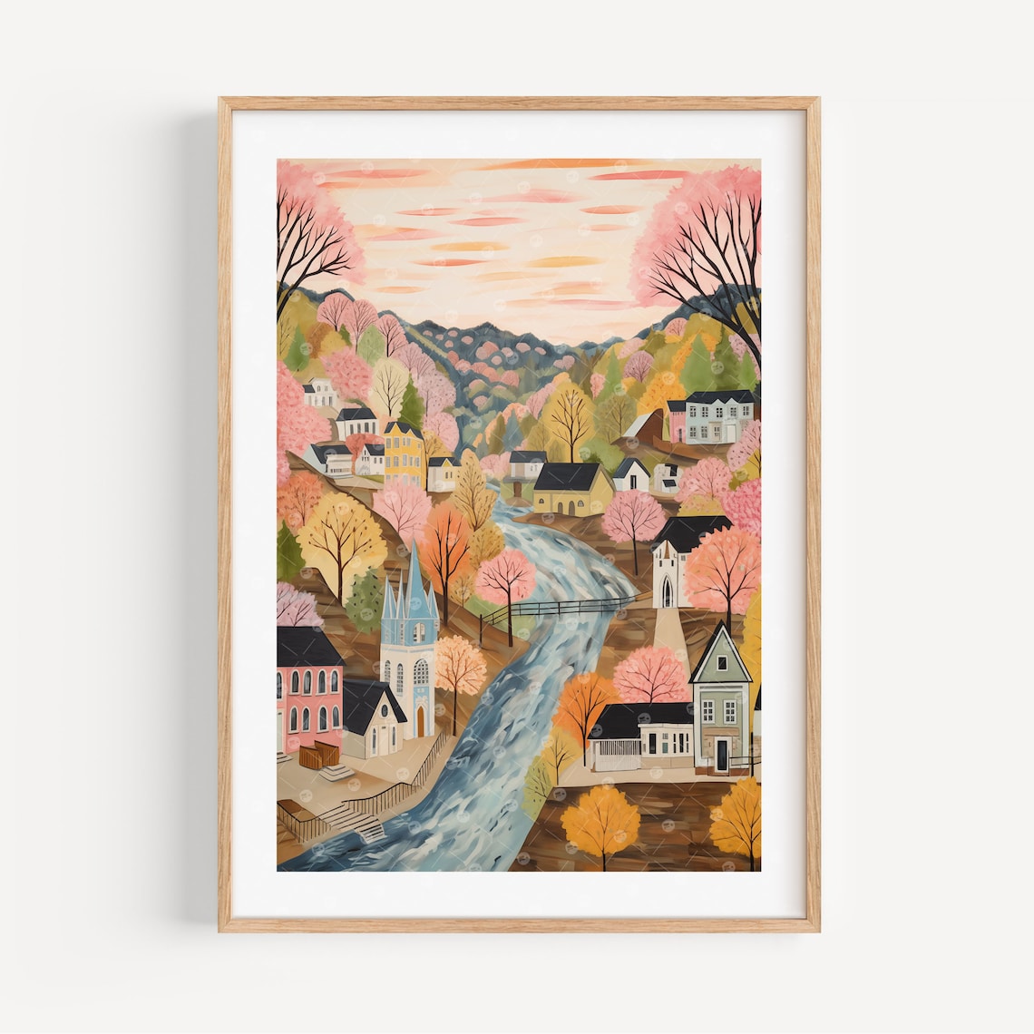 Harpers Ferry Watercolor Travel Poster, West Virginia