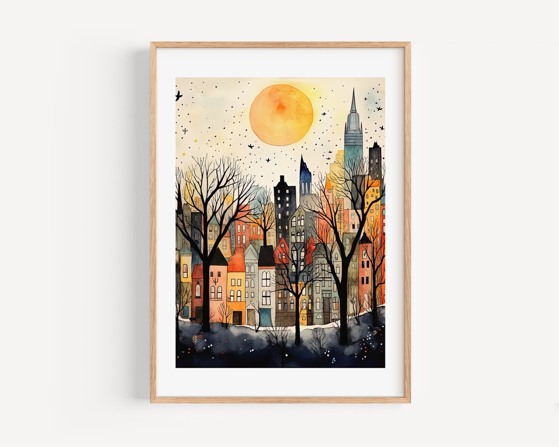 Chicago Modern Watercolor Art Print, Travel Poster