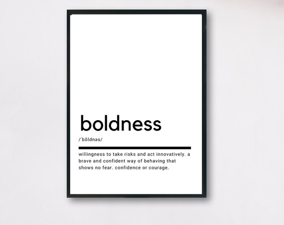 Boldness Definition Minimalist Typography Courage Quote Poster