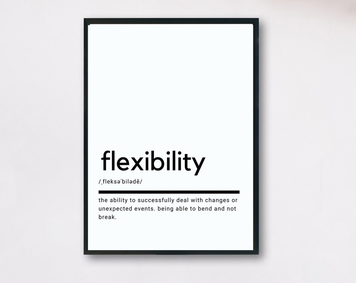 Flexibility Definition Minimalist Black and White Dictionary Poster
