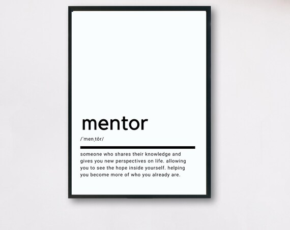 Mentor Definition Poster Quote, Gift Home Decor