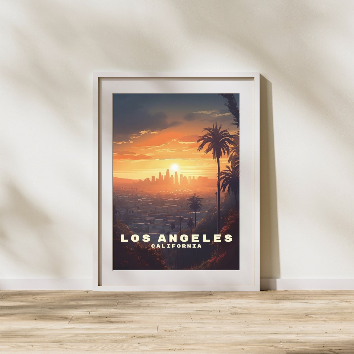 Los Angeles California Downtown Sunset Skyline Travel Poster - Image 3