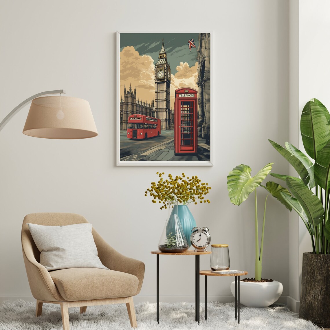 Classic London Big Ben Red Bus and Phone Booth Travel Poster - Image 4