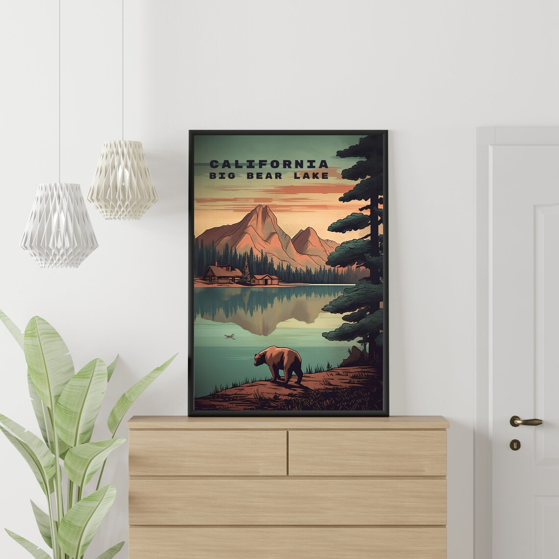 Big Bear Lake Travel Poster, Living Room Decor