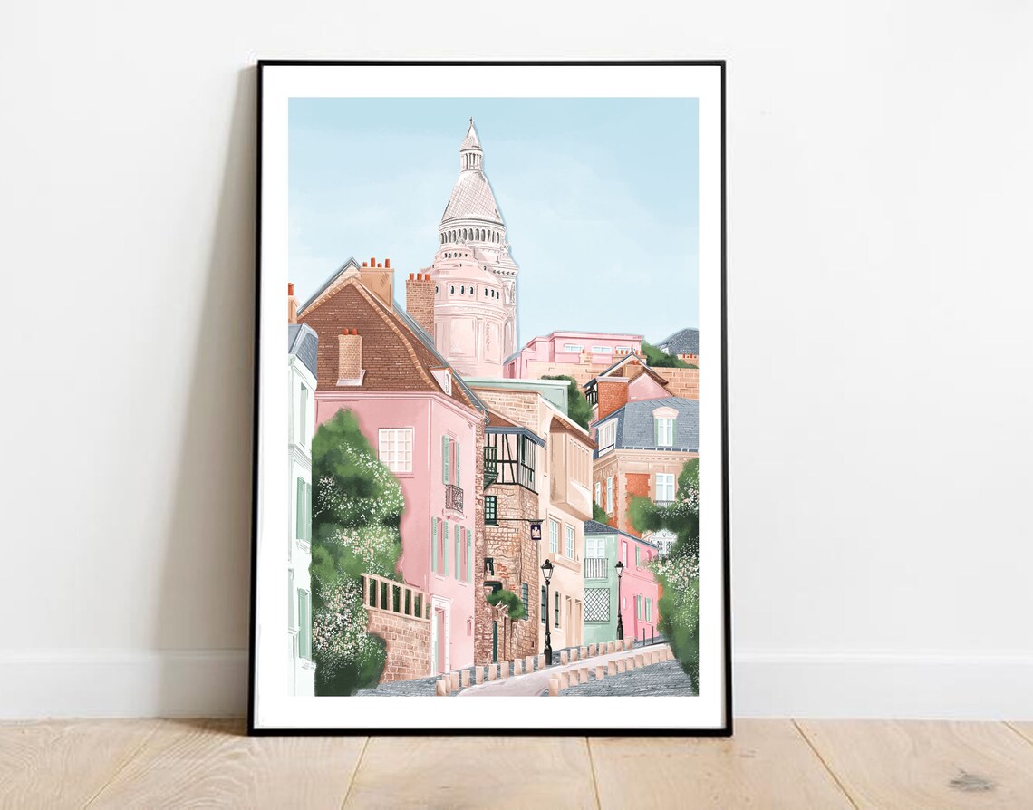 Montmartre Paris Travel Poster, Paris City Print