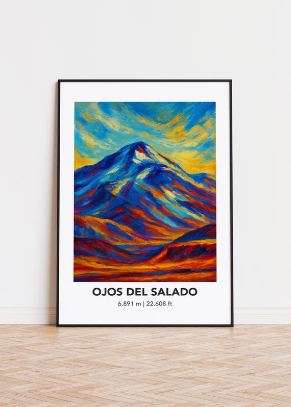 Ojos Del Salado Poster Mountain Print Modern Oil Painting Style Art