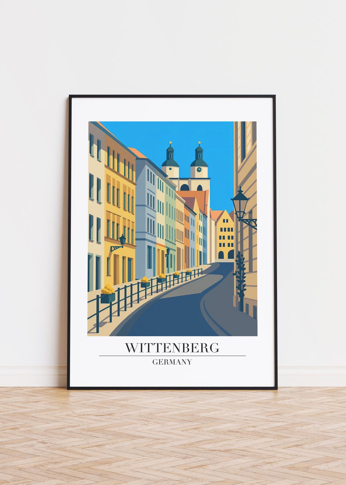 Wittenberg Germany Old Town Street Modern Illustration Poster