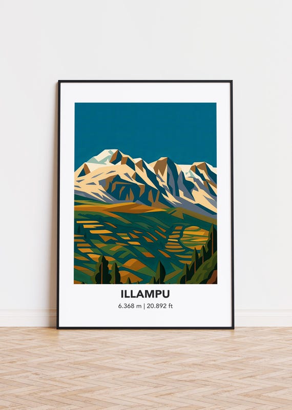 Illampu Mountain Art Print Modern Minimalist Poster