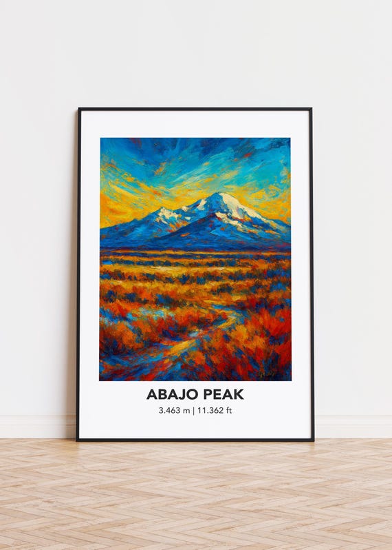 Abajo Peak Mountain Print Modern Oil Painting Style Poster