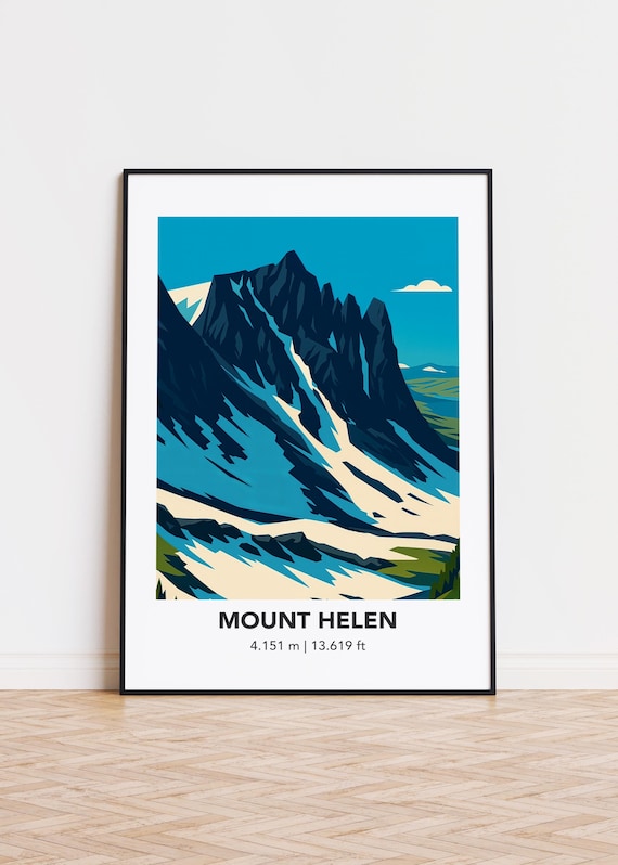 Mount Helen Illustration Art Print Modern Mountain Poster