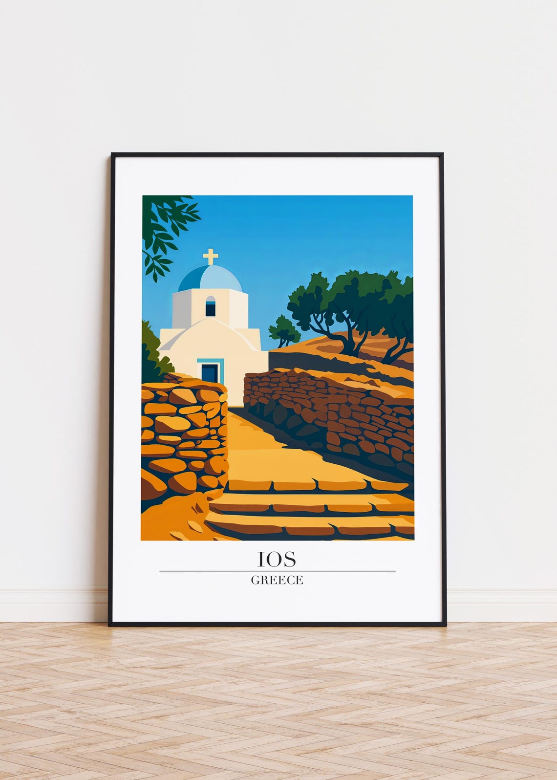Ios Greece Modern Travel Poster