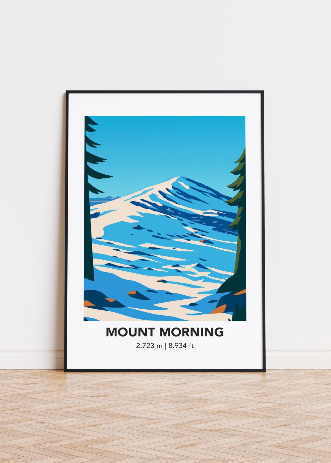 Mount Morning Snowy Blue Slopes 2723 Meter Winter Travel Poster