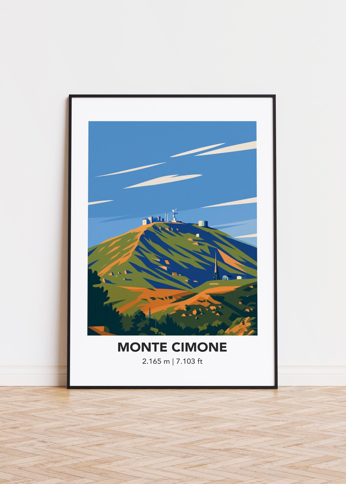 Monte Cimone Mountain Poster, Modern Minimalist Art