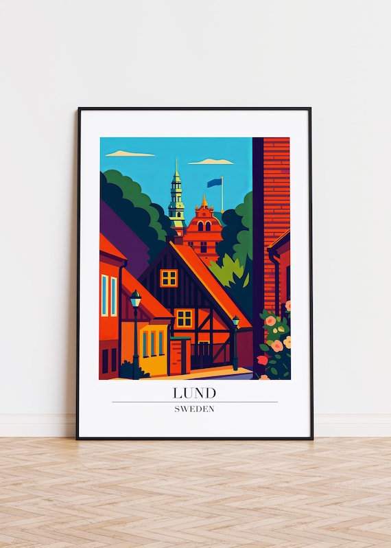 Lund Sweden Poster, City Illustration Art Print