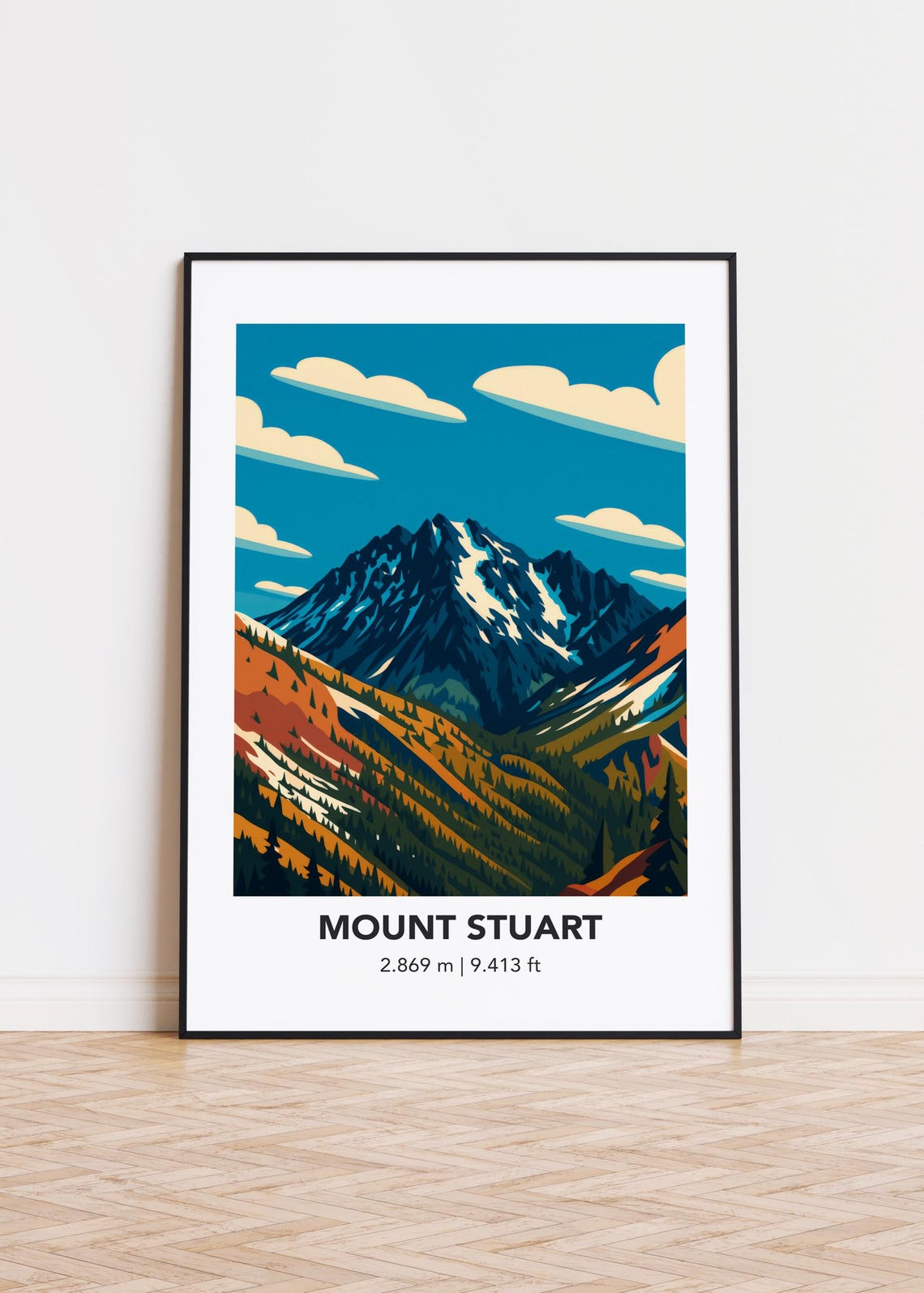 Mount Stuart Mountain Print Modern Minimalist Art Poster