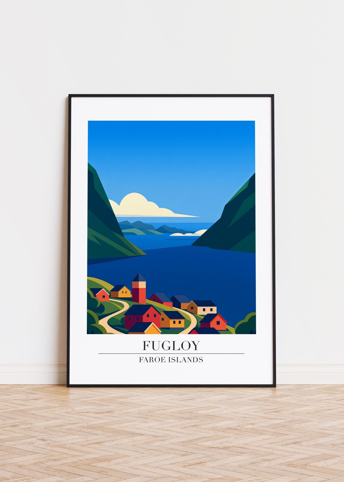 Fugloy Faroe Islands Poster, Modern Scandinavian Art