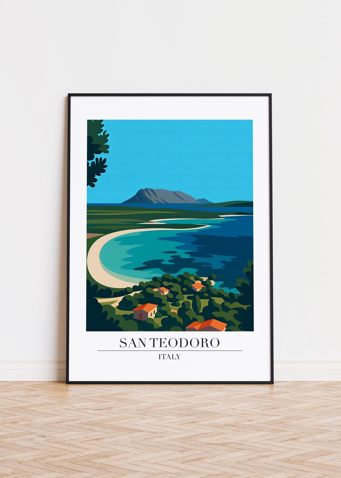 San Teodoro Italy Sardinia Coast Retro Beach Holiday Travel Poster