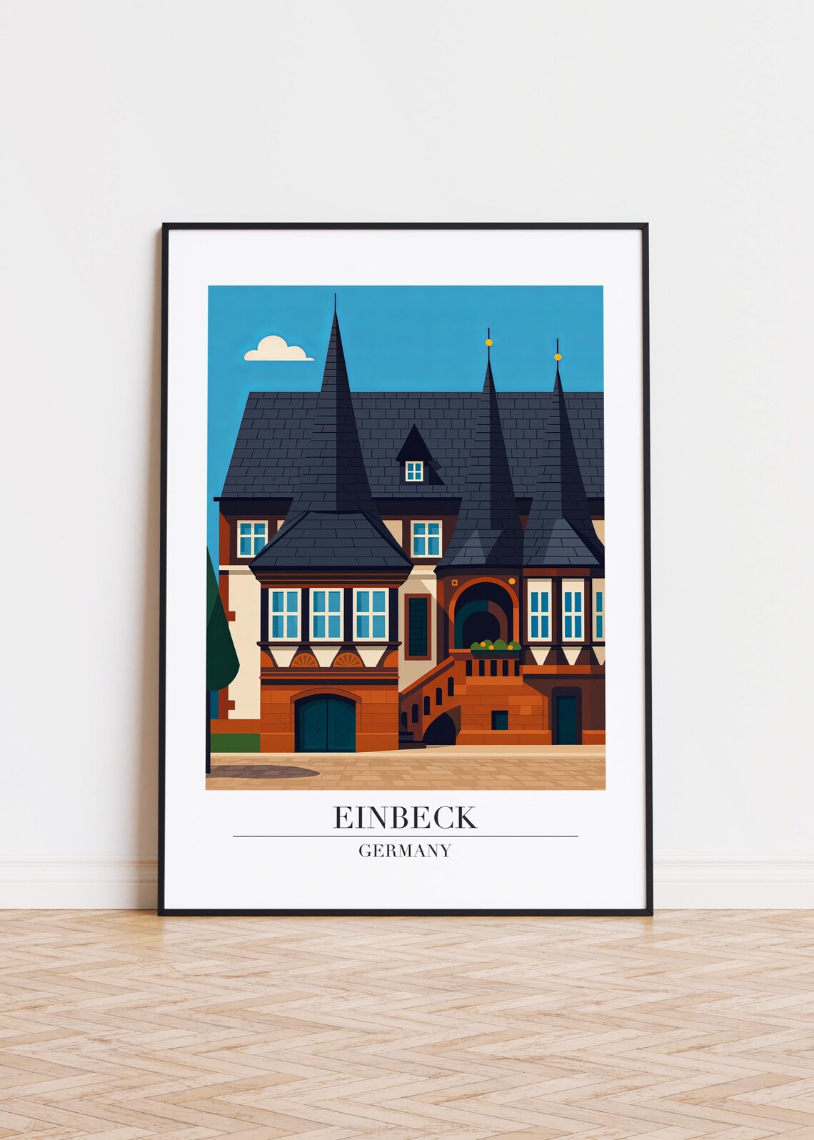 Einbeck Germany Historic Half Timbered House Travel Art Poster